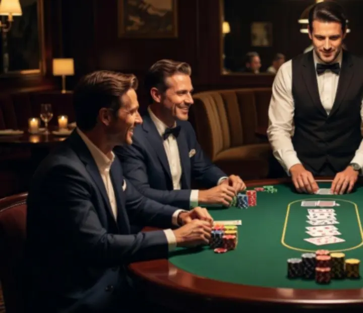 Profesjonalny pokerowy event przy eleganckich stołach w restauracji