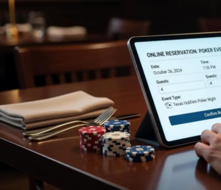 Rezerwacja pokerowego wieczoru w restauracji poprzez nowoczesną stronę internetową