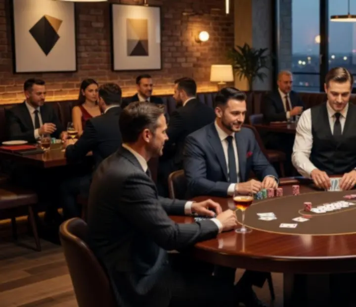 Elegancki wieczorny pokerowy event w stylowej restauracji