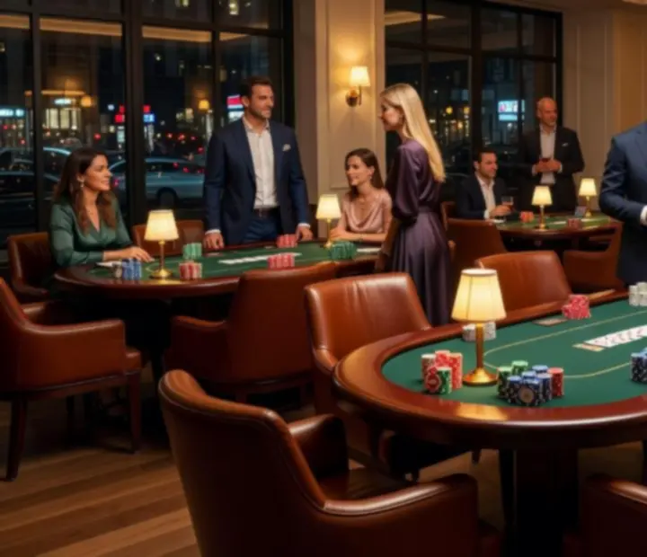 Wnętrze premium restauracji przygotowane na wieczór pokerowy VIP