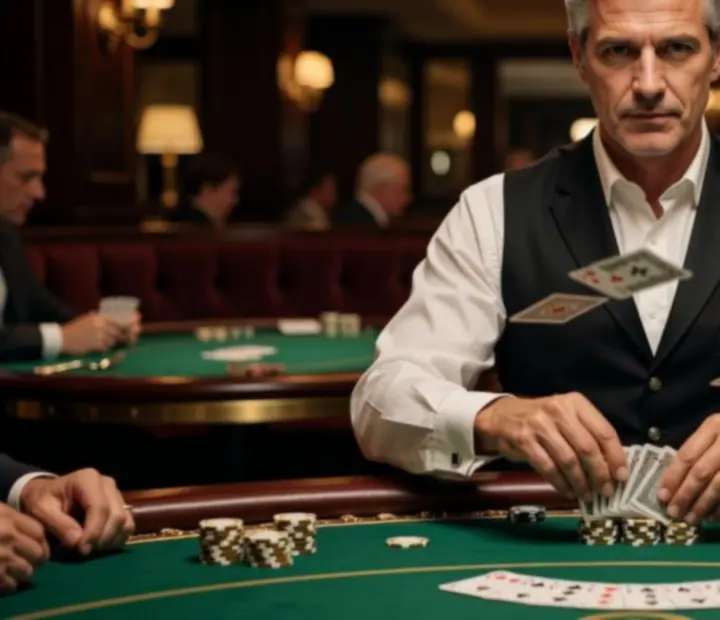 Profesjonalny krupier prowadzący rekreacyjną rozgrywkę pokerową