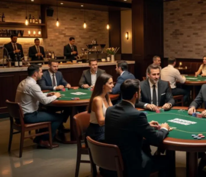 Elegancka restauracja przygotowana na pokerowy wieczór integracyjny